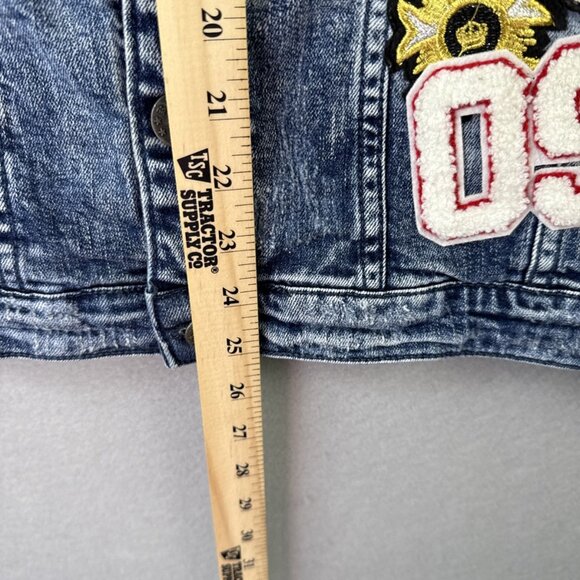 KLOUD9 Jeans Vest Mens Size XL Patchwork Embroidered Biker Rocker Acid Wash Y2K - Picture 7 of 13